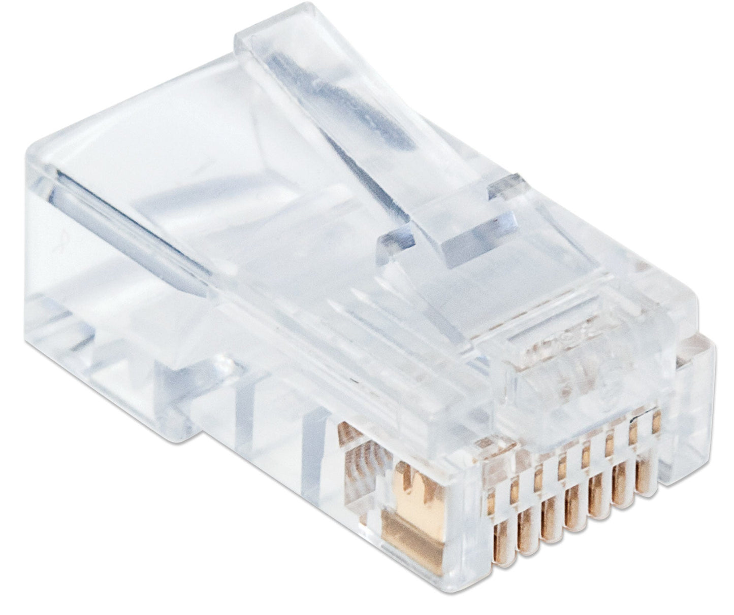 PLUG MODULAR RJ45 UTP CAT5E SOLIDO 100PZS CONTACTO CHAPA ORO