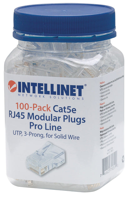 PLUG MODULAR RJ45 UTP CAT5E SOLIDO 100PZS CONTACTO CHAPA ORO