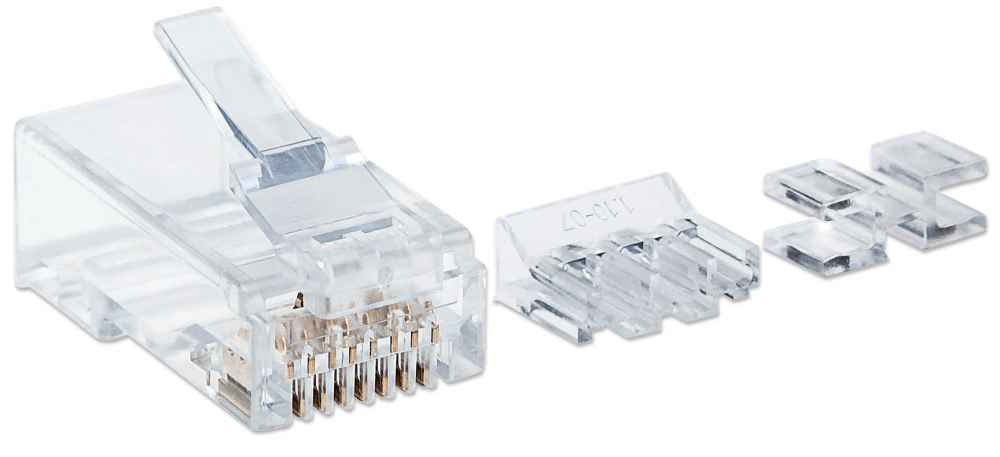 Plug Intellinet RJ45 Cat6a Sólido Oro 50 Micras Pro UTP Bote C/80 Pzas