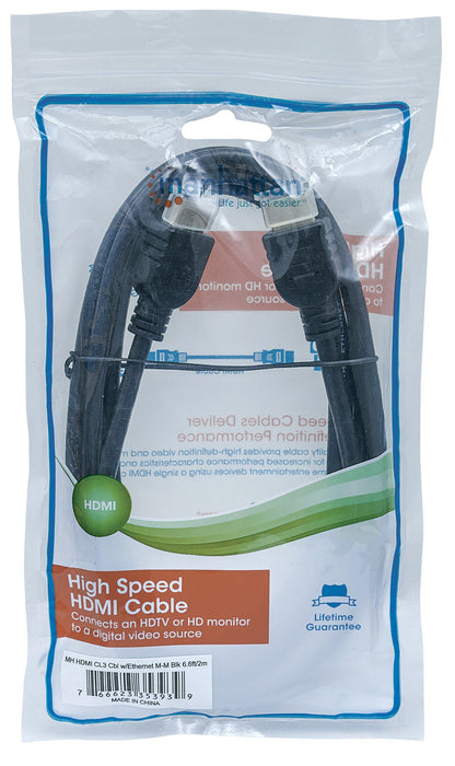 Cable Manhattan HDMI Alta Velocidad con Ethernet Blindado 2m Color Negro