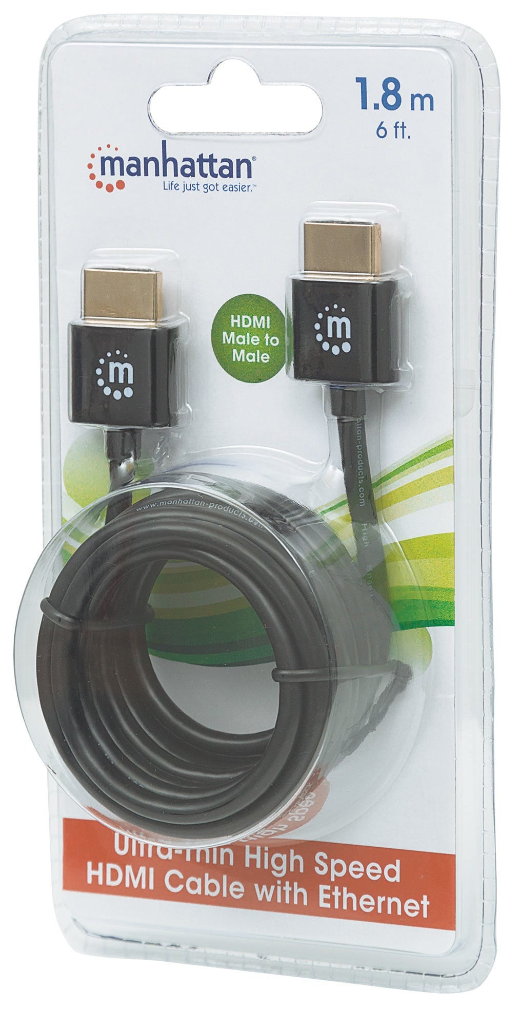 CABLE HDMI ULTRADELGADO 1.8M ETHERNET 3D 4K M-M VELOCIDAD 2.0