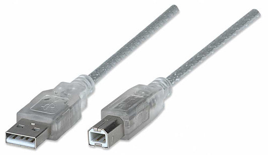 Cable Manhattan USB A-B 2.0 Alta Velocidad 4.5m Color Plata