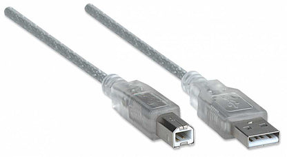 Cable Manhattan USB A-B 2.0 Alta Velocidad 4.5m Color Plata