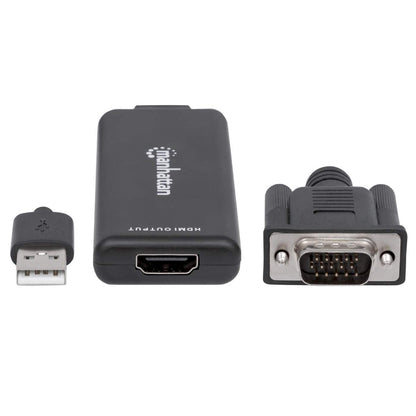 Convertidor Manhattan Video SVGA+Audio USB a HDMI Color Negro