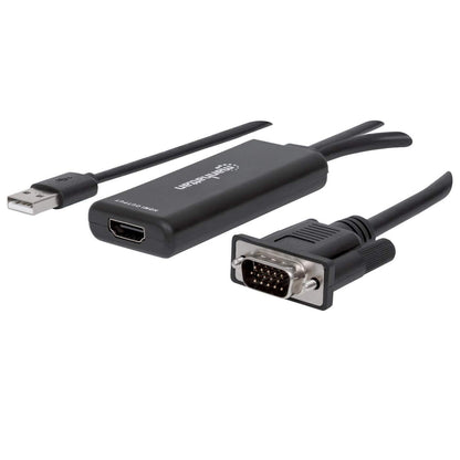 Convertidor Manhattan Video SVGA+Audio USB a HDMI Color Negro