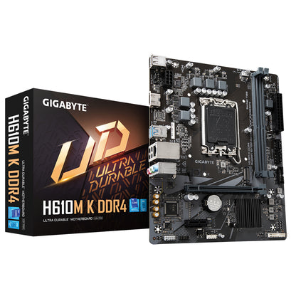 Tarjeta Madre Gigabyte H610M K 2xDDR4 64GB 3200Mhz PCIe 4.0 M.2 1xHDMI S 1700 12th 13th Gen mATX