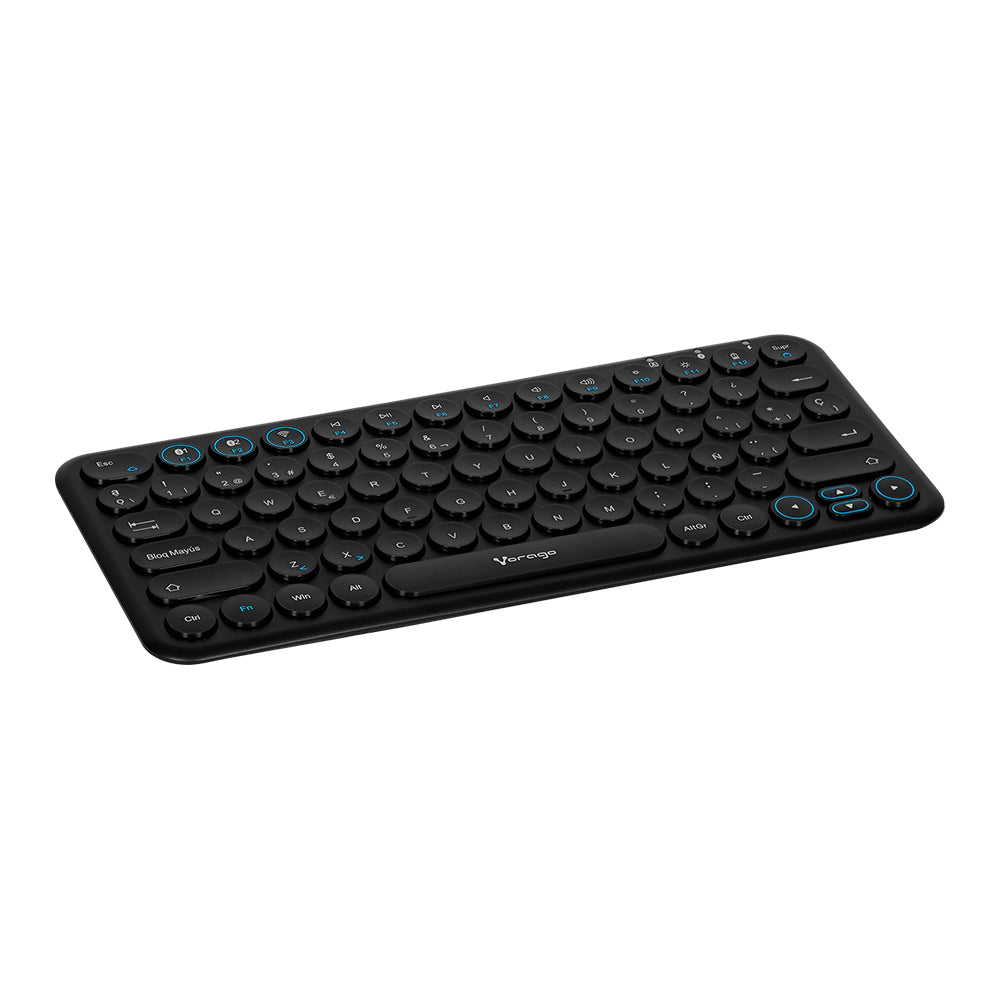 TECLADO VORAGO KBW-400 SLIM REGARGABLE TIPO C 2 BLUETOOTH + WIRELESS NEGRO