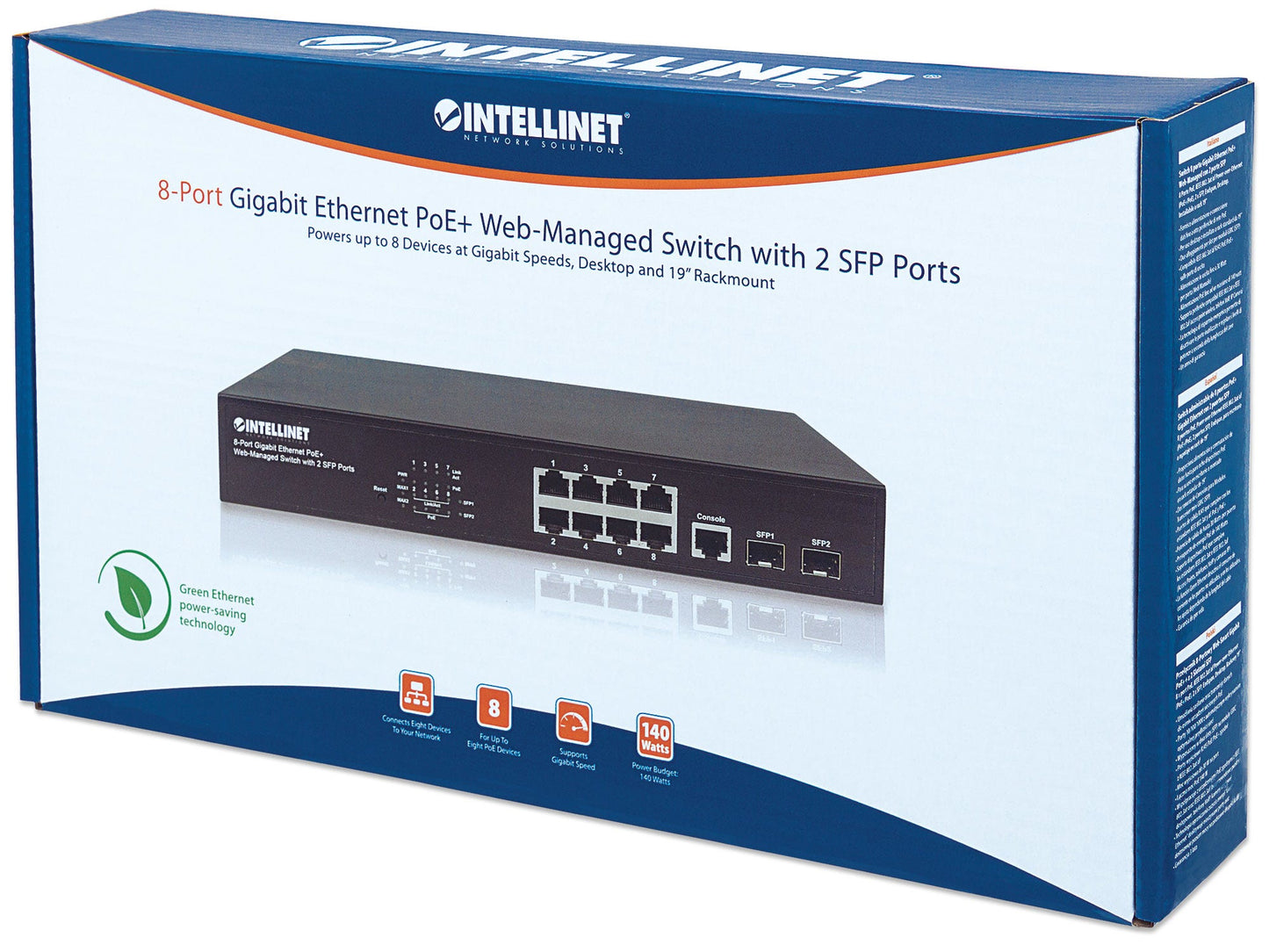 PoE Switch Intellinet WebAdmin GB  8 ptos 30W pto 14