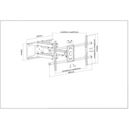 Soporte TV Manhattan 37" a 90" Pared Movimiento Articulado Curvas/Planas Color Negro