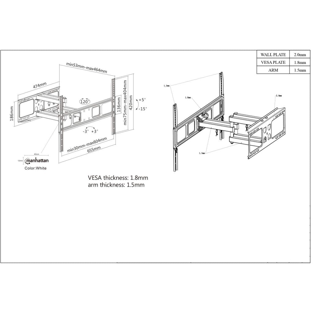 SOPORTE TV P/PARED 40KG 37IN A 70IN ARTICULADO TV CURVA O PLANA.