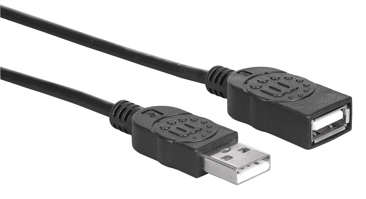 Cable Manhattan USB V2.0 Ext Tipo A  0.9M Negro