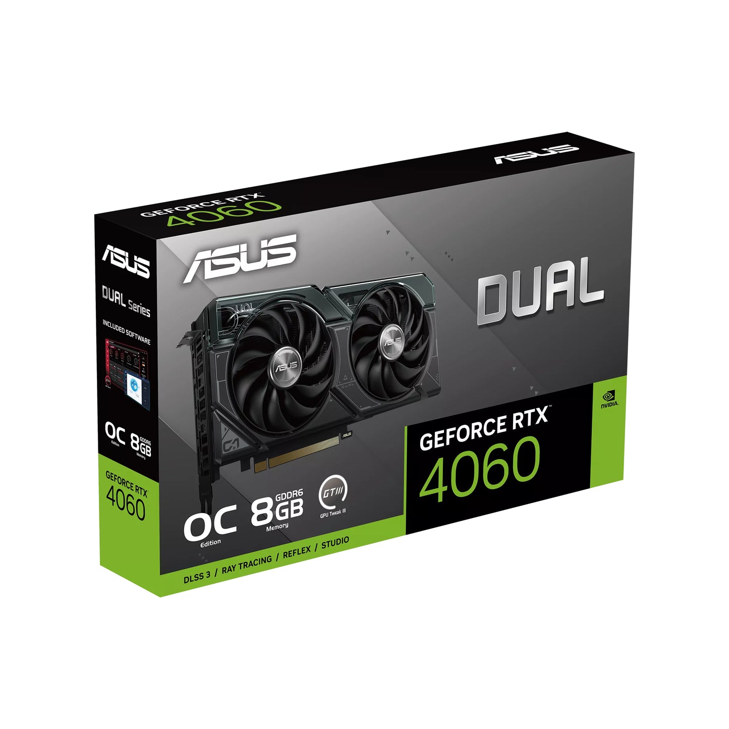 Tarjeta de Video Asus Dual GeForce RTX4060 OC 8GB Dual Fan GDDR6 PCIe 4.0 1xHDMI 3xDP