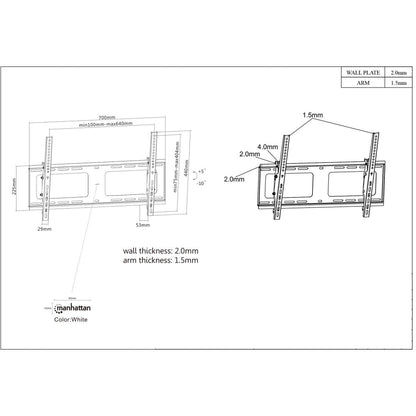 Soporte TV Manhattan Pared con Inclinación Pantallas Planas 37" a 80" Máximo 80 Kg