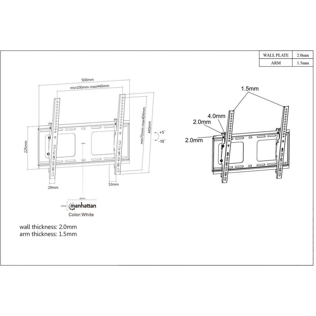 SOPORTE PARED TV PANTALLA PLANA AJUSTE VERTICAL 32IN A 55IN 80KG