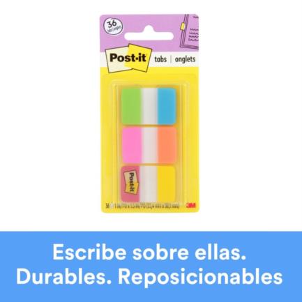 Banderitas 3M Adhesivas Rígidas Colores Brillantes 2.5x3.8cm C/36 Tabs