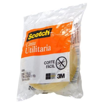 Cinta Scotch 3M 508 en Bolsa 0.024x66m Paquete C/8