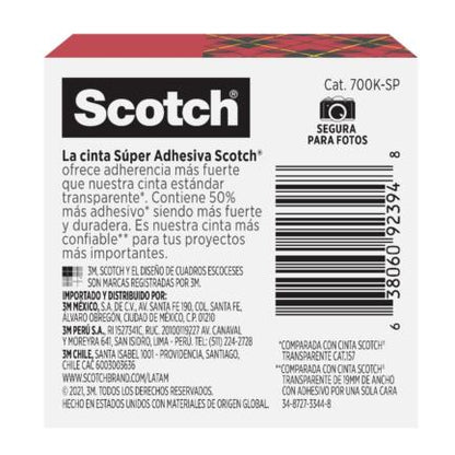 Cinta Scotch 3M Super Adhesiva 19mmx25.4m Caja