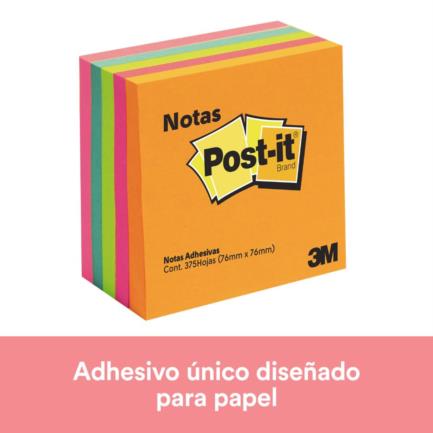 Notas 3M Post-It 3x3 Neón 5 Blocks C/75 Hojas