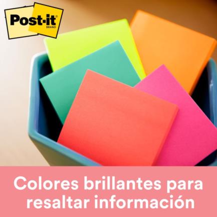 Notas 3M Post-It 3x3 Neón 5 Blocks C/75 Hojas