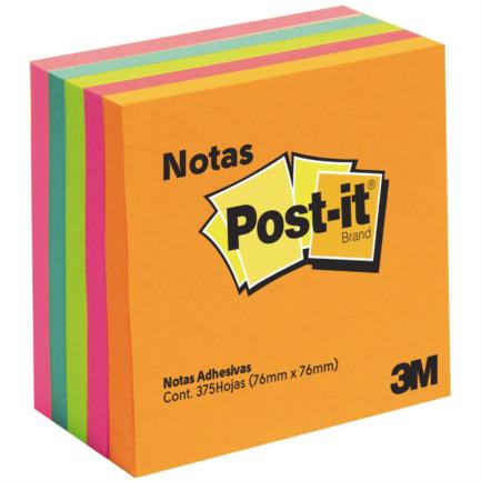 Notas 3M Post-It 3x3 Neón 5 Blocks C/75 Hojas