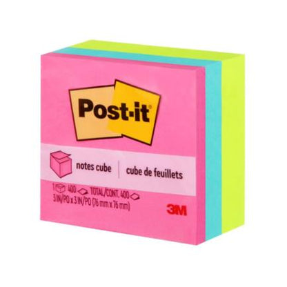 Notas Adhesivas 3M Post It Cubo Neón 3x3 400 Hojas