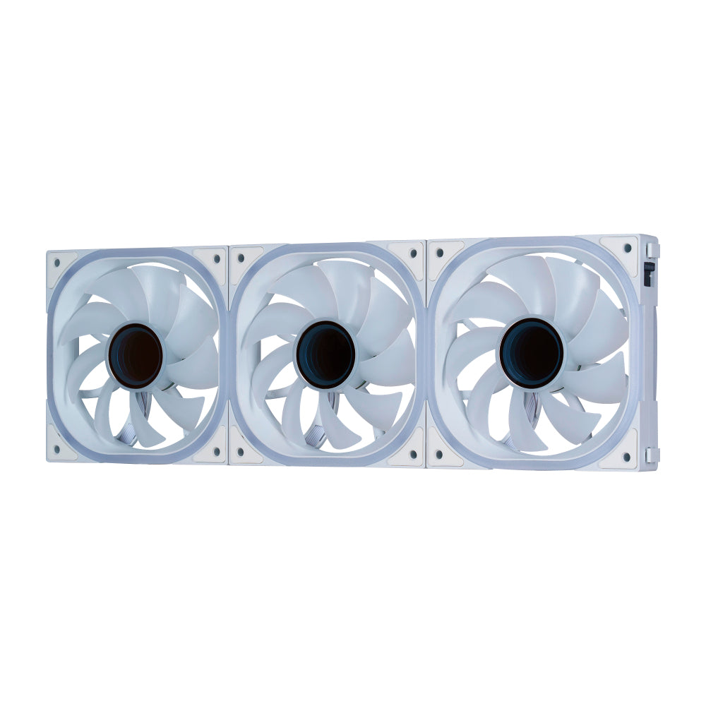 Kit Ventiladores Vorago Game Factor FKG500 Modulares 3 FANS 120mm 58 CFM RGB Control Remoto Blanco