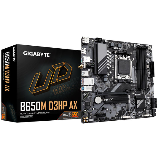 Tarjeta Madre Gigabyte B650M D3HP 4xDDR5 256GB 8000Mhz HDMI DP USB-C M.2 PCIe 4.0 S AM5 Ryzen mATX Wi-Fi 6E