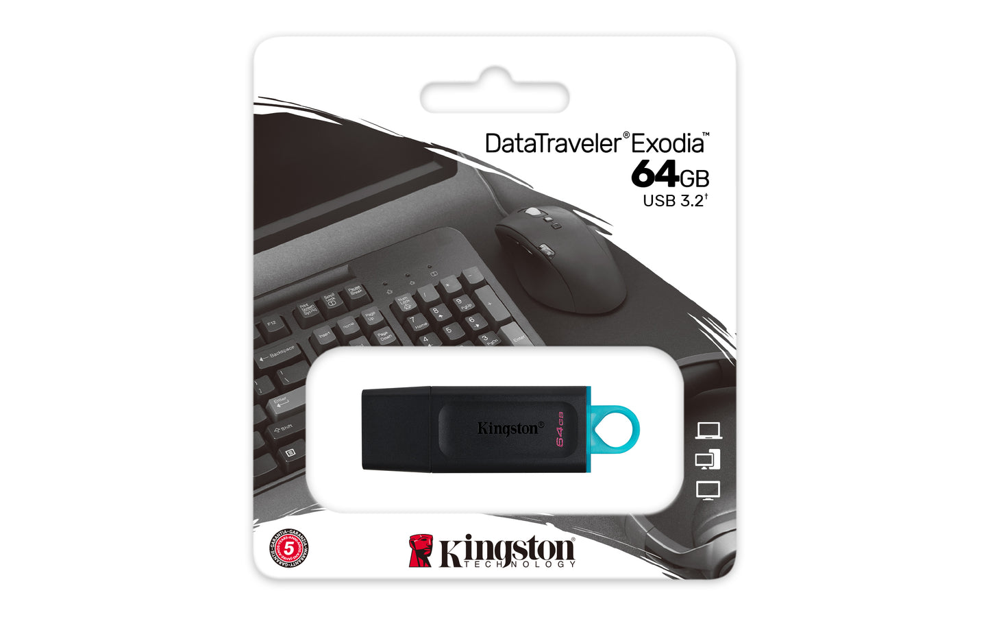 USB 3.2 MEMORIA KINGSTON 64GB DATATRAVELER EXODIA ( NEGRO-VERDE)