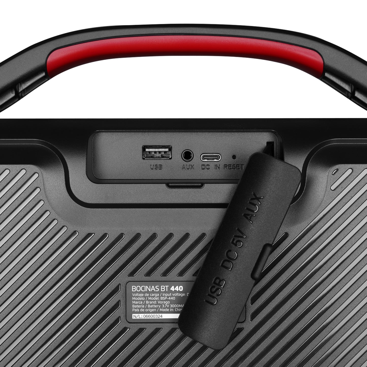 BOCINA VORAGO BSP-440 BLUETOOTH / USB / LUZ FRONTAL RGB / TWS / 20W RMS CON HASTA 5 HRS AUTONOMIA / IPX5