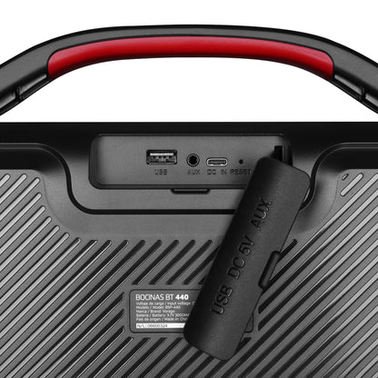 BOCINA VORAGO BSP-440 BLUETOOTH / USB / LUZ FRONTAL RGB / TWS / 20W RMS CON HASTA 5 HRS AUTONOMIA / IPX5