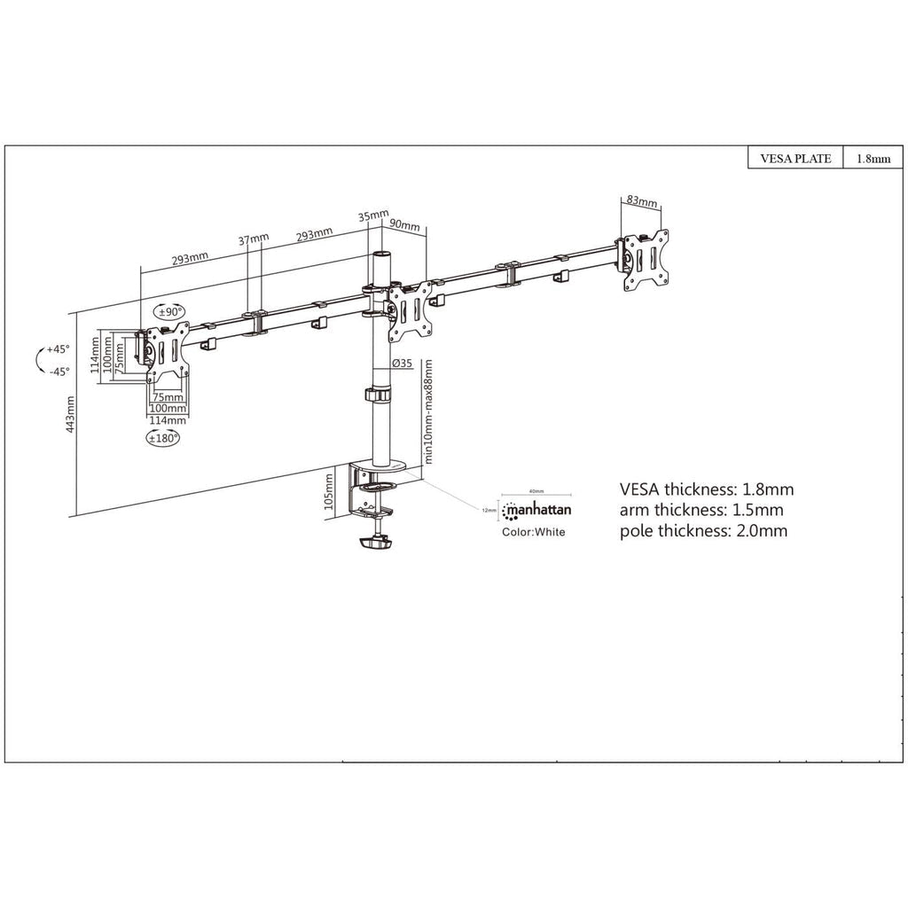 SOPORTE MONITOR P/3 MONITOR 13 A 27IN ESCRITORIO