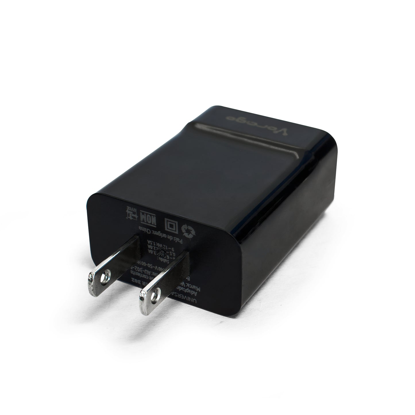 Cargador Vorago AU-302 Pared Carga Rápida 2.4A USB Color Negro