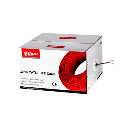 Bobina de Cable Dahua UTP Cat5e de 305m/100% Cobre/Color Blanco/CPR Eca/Video y Redes/Compatible con Alimentación PoE