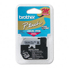 Cinta Brother M921 No Laminada Negro sobre Plateado 9mmx8m PT85