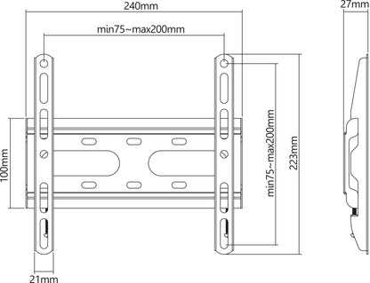 Soporte Manhattan Pared para TV 23" a 45" Fijo Bajo Perfil Color Negro