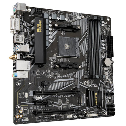 Tarjeta Madre Gigabyte B550M DS3H AC REV. 1.7 4xDDR4 128GB 4733Mhz PCIe 4.0 M.2 HDMI S AM4 Ryzen RGB FUSION mATX Wi-Fi