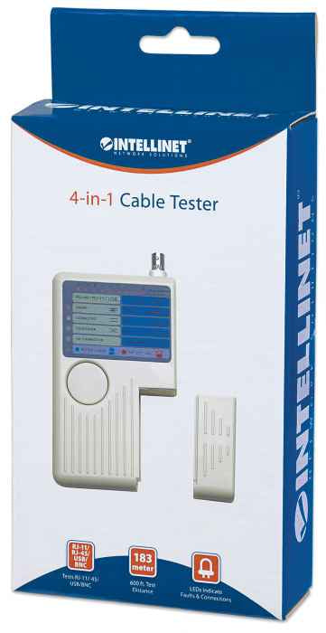 PROBADOR DE CABLE DE RED 4-EN-1 RJ11 / RJ45 / USB / BNC