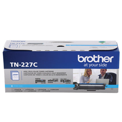 Tóner Brother Genuine TN-227C Alto Rendimiento 2300 Páginas Color Cian