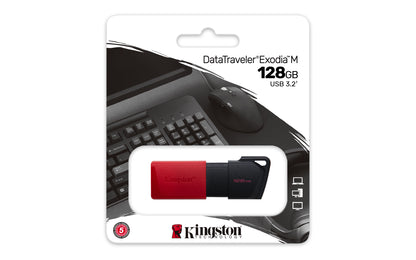 USB 3.2 MEMORIA KINGSTON 128GB DT EXODIA M TAPA DESLIZABLE (NEGRA-