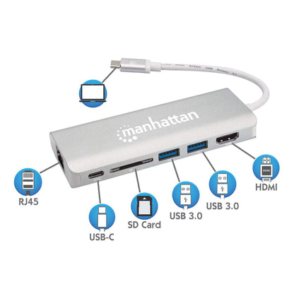 CONVERTIDOR VIDEO USB-C A HDMI RJ45/USB/USB-C PD/LECTOR SD