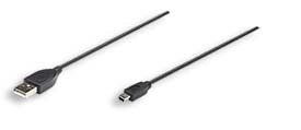 Cable Manhattan USB V2.0 A-Mini B 3.0M Negro