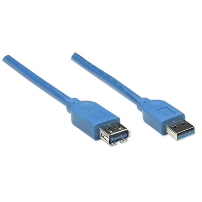 Cable Manhattan Extensión USB-A 3.0 Súper Velocidad 2m Color Azul