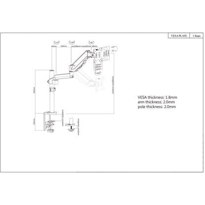 SOPORTE MONITOR P/1 MONITOR 17 A 32IN ESCRIT PISTON BRAZO LARGO