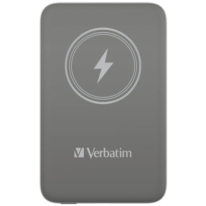 Cargador Verbatim Charge and Go Power Bank Carga Inalámbrica 10000mAh Magnetica Color Gris