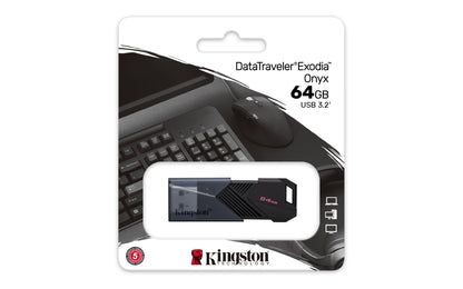 USB 3.2 MEMORIA KINGSTON 64GB DATATRAVELER EXODIA ONIX