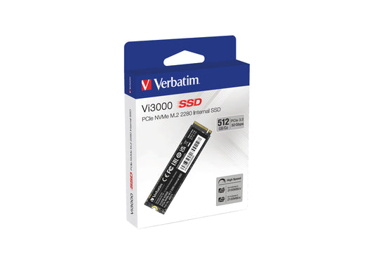 Unidad de Estado Solido SSD VERBATIM Vi3000 PCIe NVMe M.2 2280 de 516GB Lect 3100/2100 MB/sUnidad de Estado Solido SSD V