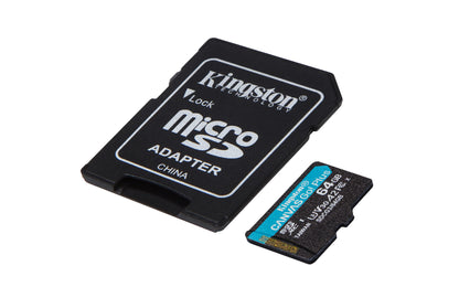 MICRO SDXC MEMORIA KINGSTON 64GB CANVAS GO PLUS A2 U3 V30 CARD