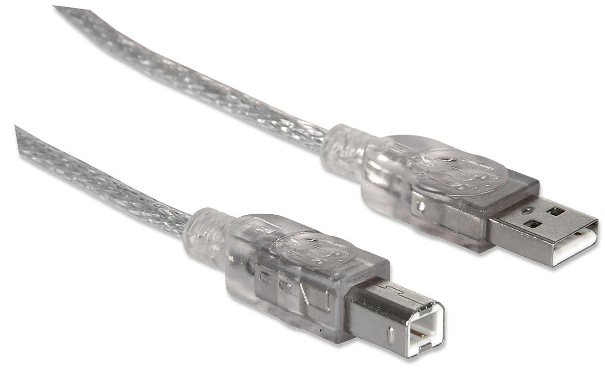 Cable Manhattan USB B Alta Velocidad 2.0 A-B 3m Color Plata