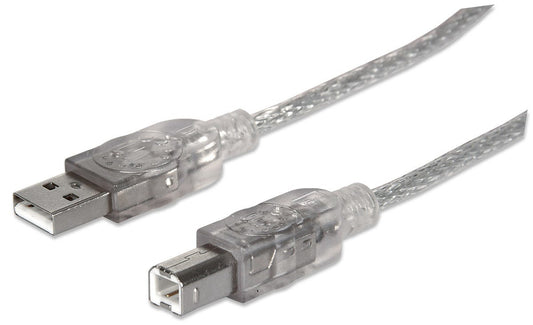 Cable Manhattan USB B Alta Velocidad 2.0 A-B 3m Color Plata