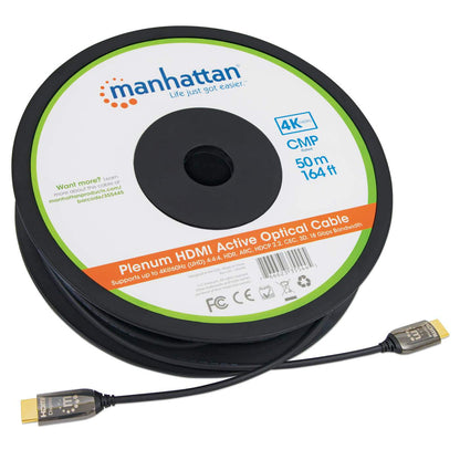 Cable Manhattan HDMI 2.0 Fibra Optica M-M 50m Color Negro